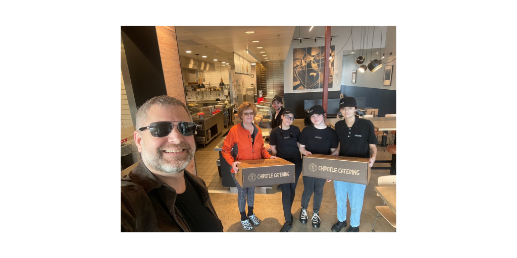 Church volunteers picking up meals at Chipotle