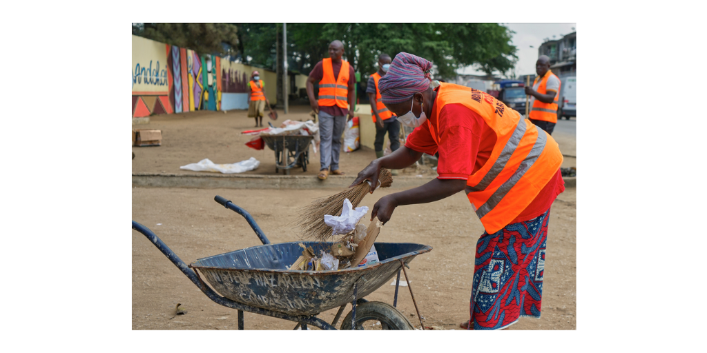 volunteer cleaning street