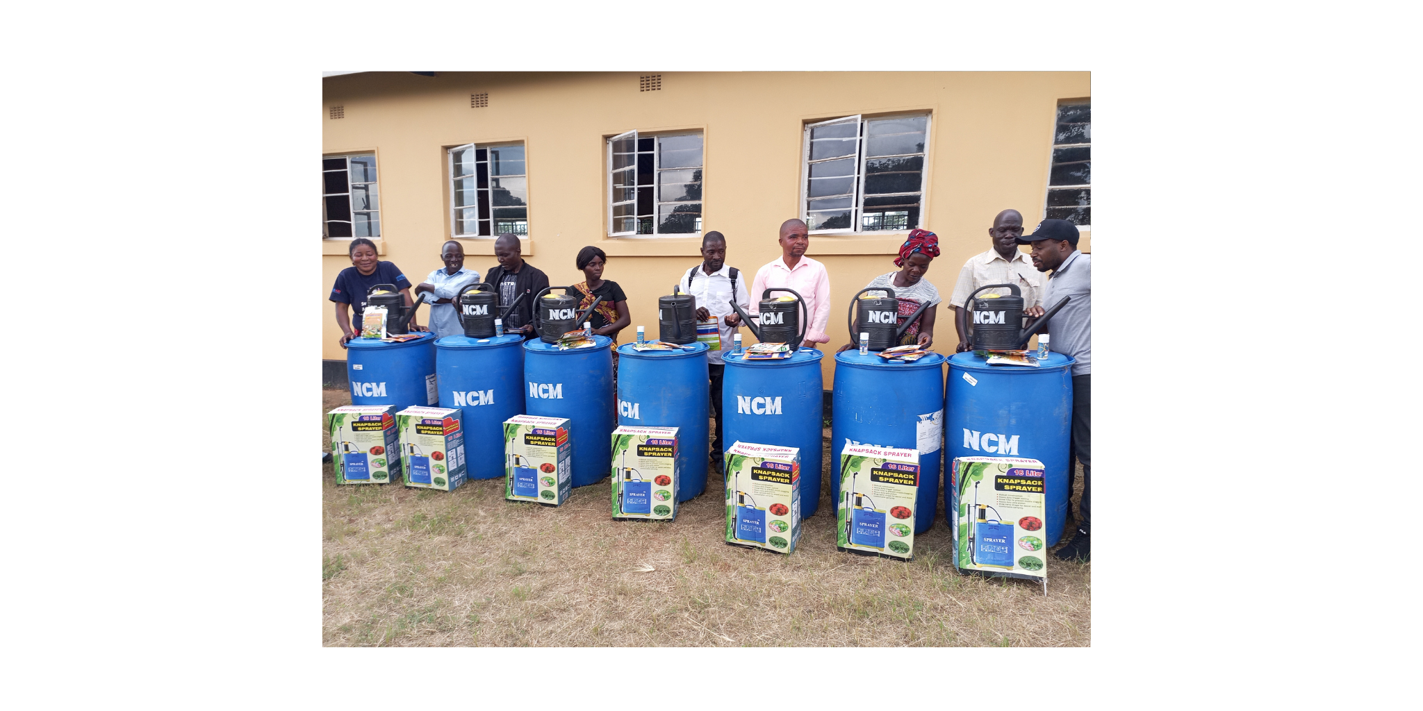 Farmers with supplies