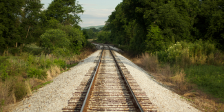 Railroad tracks stretching to the distance